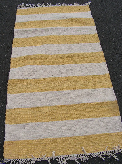 RUG #011, RUNNER - Yellow & White Stripe 1.5m x 75cm